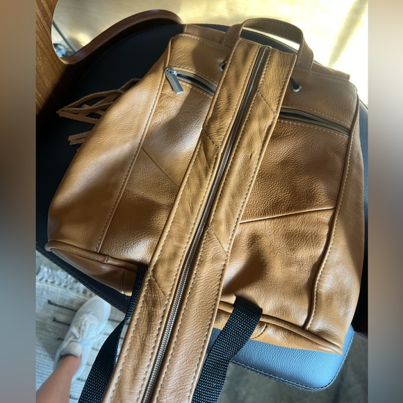 Fringed Leather Concho Backpack - Carmel - Picture 8 of 8